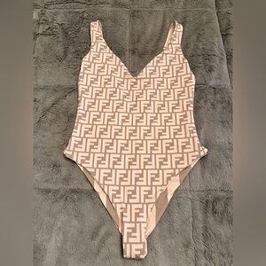 Fendi Vneck One Piece Reversible Swimsuit